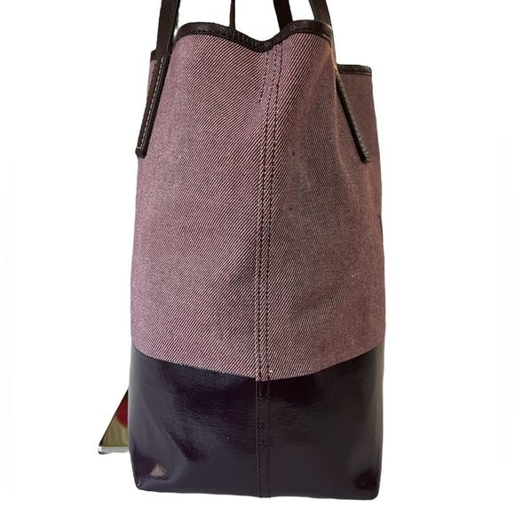 Kate Spade Ash Street Logo Triple Compartment Tote GUC Cotton Twill Leather Trim - Picture 2 of 14